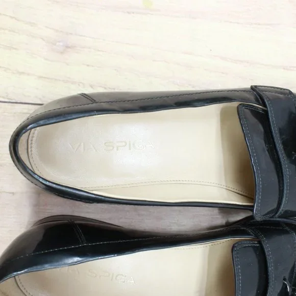 Via Spiga Black Leather Slip On Tassel Casual Loafers Shoes Size 7 Medium - Picture 7 of 9